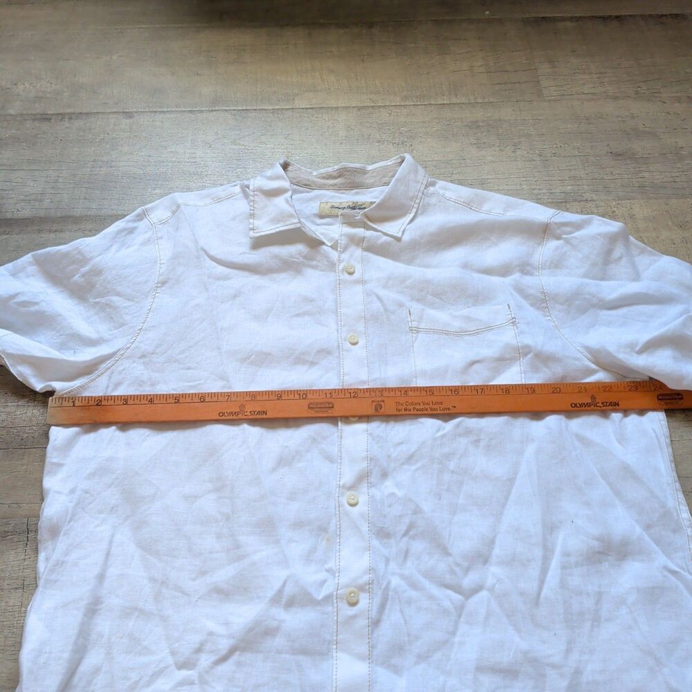 Tommy Bahama Mens Button Down Shirt White 100% Linen Shirt Sleeve Size Large L - Picture 3 of 6